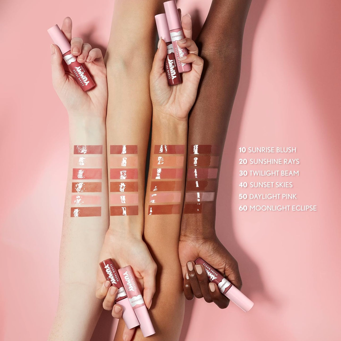 Clean Fresh Yummy Gloss Daylight Collection, Hydrating, Glossy Shine, Vegan Formula, Moonlight Eclipse 60, 0.33Oz