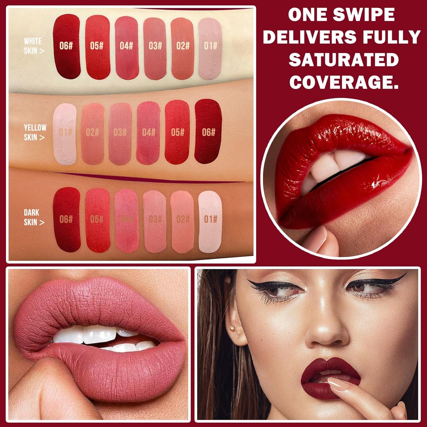 Matte Liquid Lipstick Set for Women High Pigmented Lip Stain Long Lasting Waterproof Smudgeproof Lip Gloss Professional Daily Lip Makeup-Set B