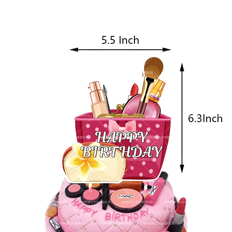 1Set Girl Lipstick Balloons Makeup Lipstick Eye Shadow Latex Ballons Birthday Banner Cake Topper Party Decorations Supplies