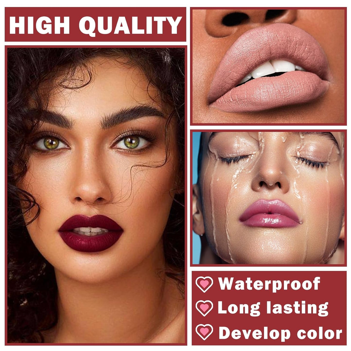 Matte Liquid Lipstick Set for Women High Pigmented Lip Stain Long Lasting Waterproof Smudgeproof Lip Gloss Professional Daily Lip Makeup-Set B