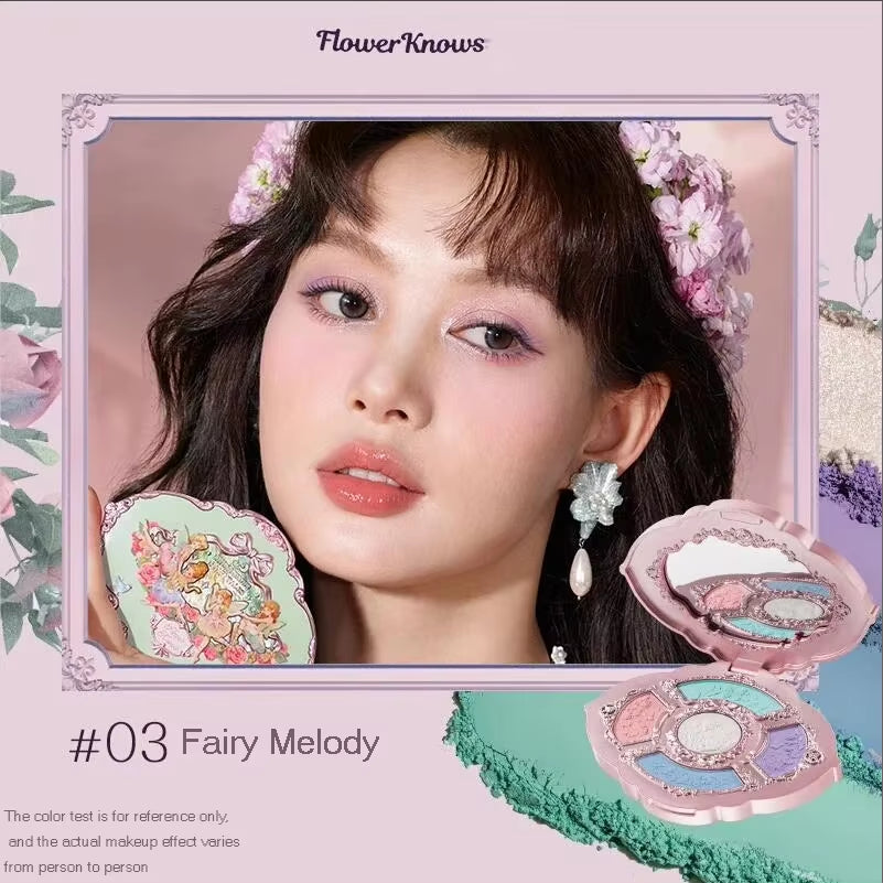 Flower Knows Moonlight Mermaid Eyeshadow Delicate Matte Glow Shimmer Chameleon Waterproof 5 Color Glitter Eye Shadow Palette