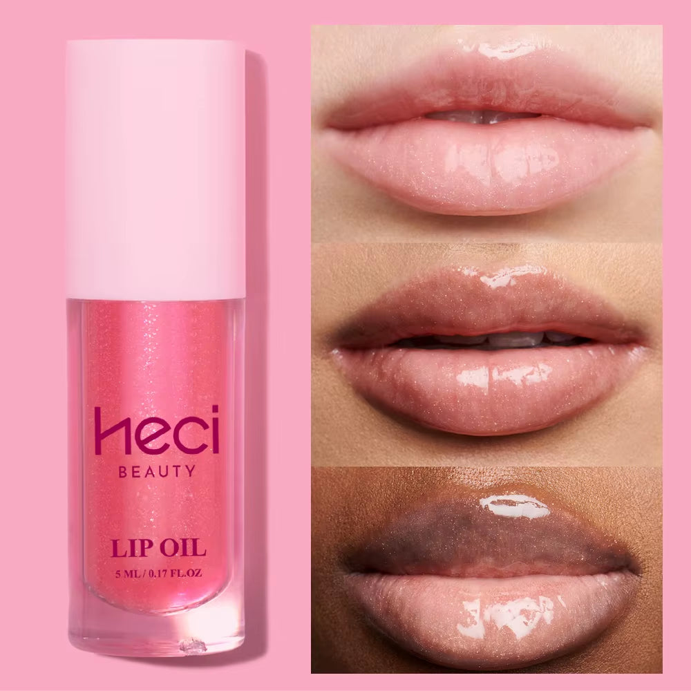 Pink Gift High-Sheen Moisturizing Lip Oil Vegan Hydrating Lip Care Hydrates & Nourishes Non-Sticky Cruelty-Free Clear Lip Gloss