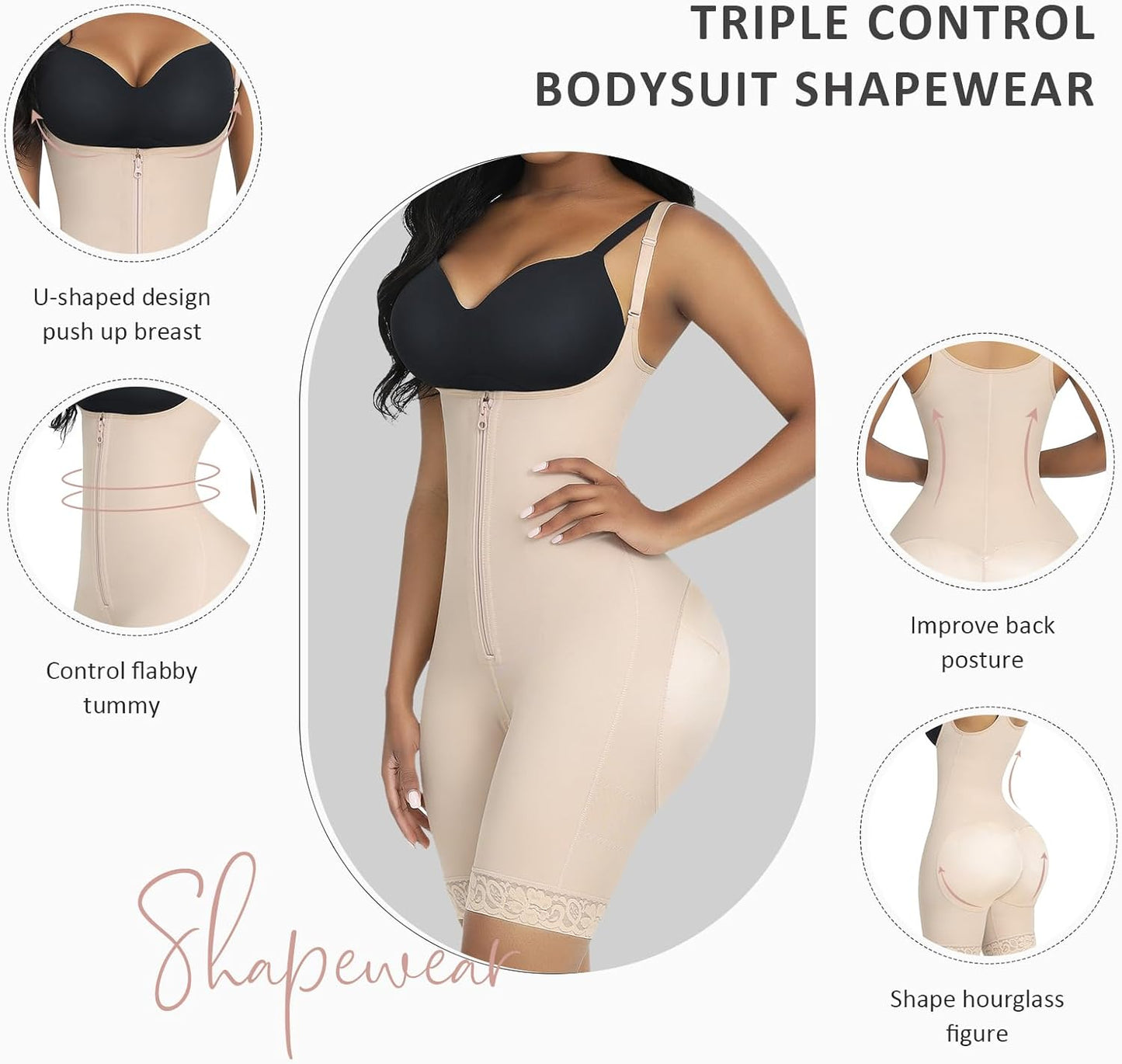 Beautiful Body Shapewear for Women Open Bust Bodysuit Butt Lifter Body Shaper Tummy Control Shapewear