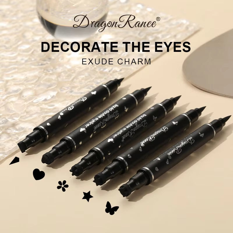 Double Head Star Seal Eyeliner Waterproof Non-Smudging Novice Heart Plum Embellished Eye Tail Eyeliner