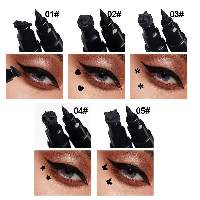 Double Head Star Seal Eyeliner Waterproof Non-Smudging Novice Heart Plum Embellished Eye Tail Eyeliner