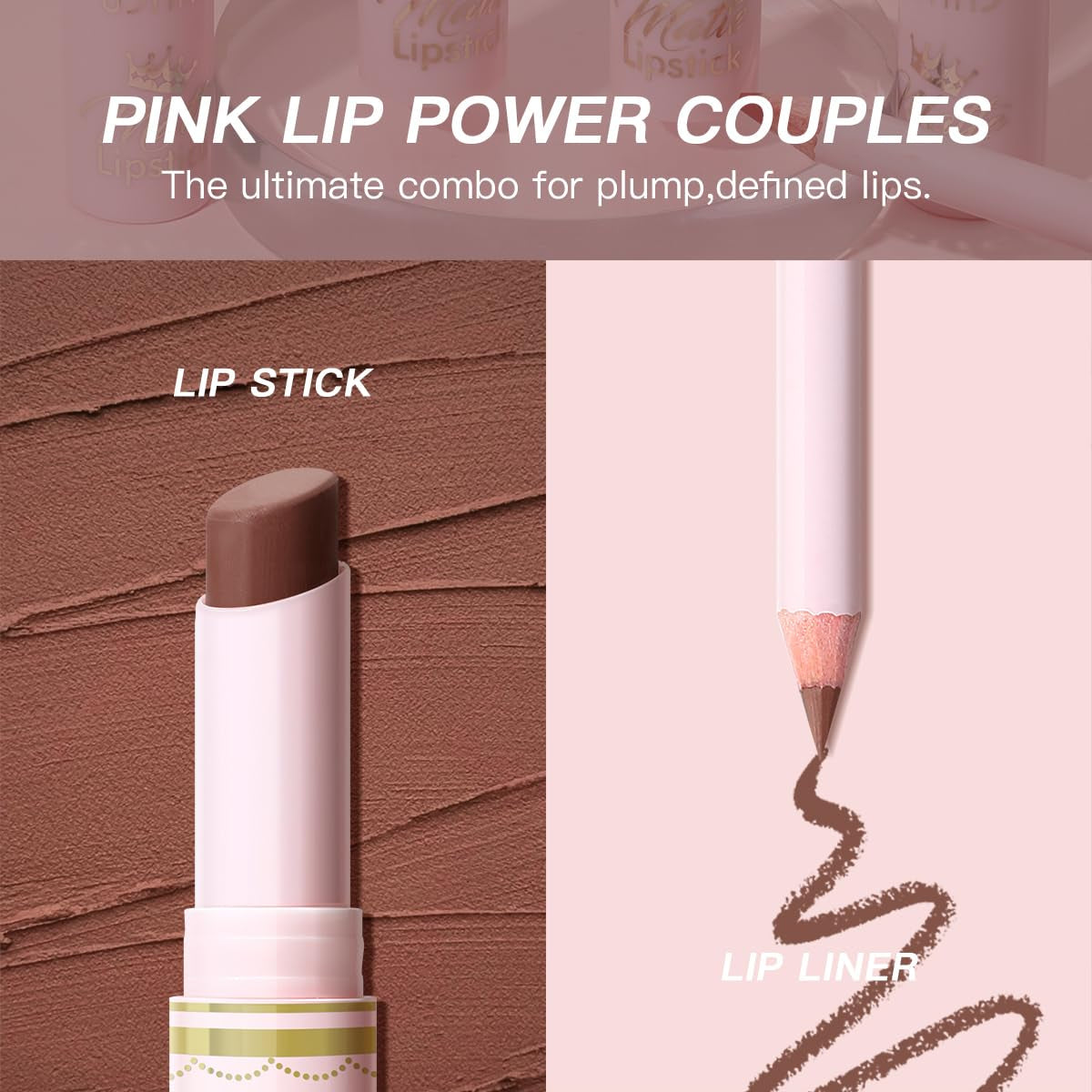 Lipstick and Lip Liner Combo Set 2 in 1 Waterproof Lipstick for Women Lip Liner Set Long Lasting Lipstick, Matte Lipstick Pen with Lip Liner Set Makeup Kits (S15, Pack of 1)