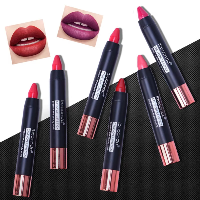 12Colors/Set Crayon Matte Lipstick Waterproof Long-Lasting Professional Lipstick Set Nude Lips Makeup Matt Cosmetic