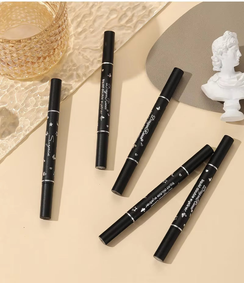 Double Head Star Seal Eyeliner Waterproof Non-Smudging Novice Heart Plum Embellished Eye Tail Eyeliner