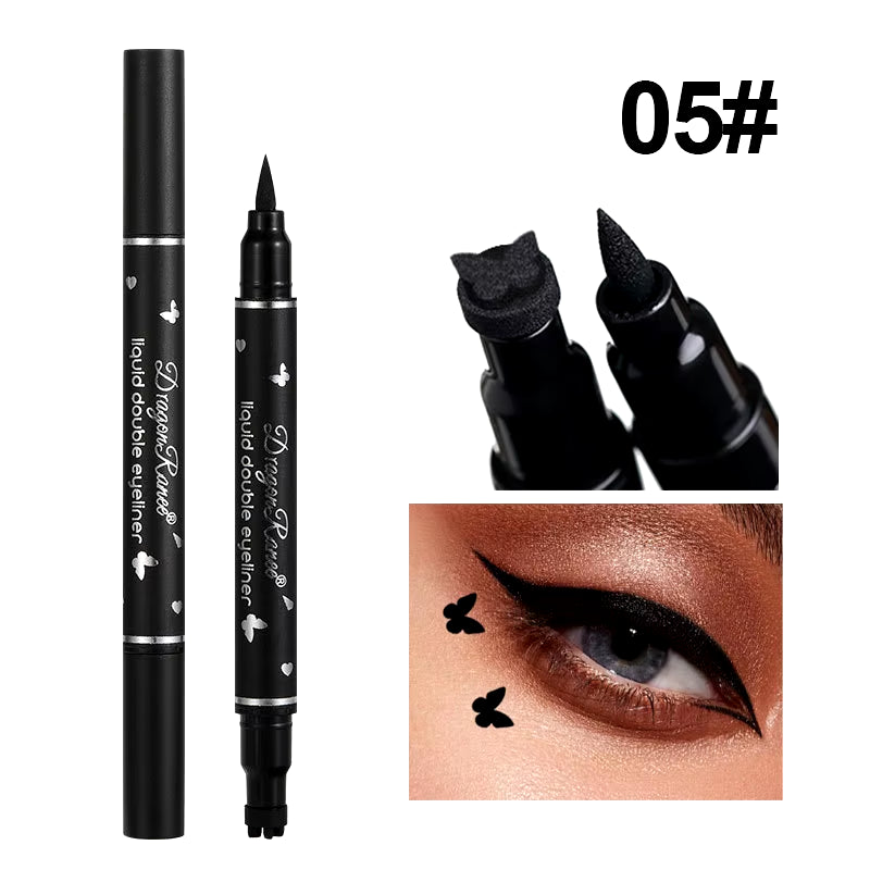 Double Head Star Seal Eyeliner Waterproof Non-Smudging Novice Heart Plum Embellished Eye Tail Eyeliner