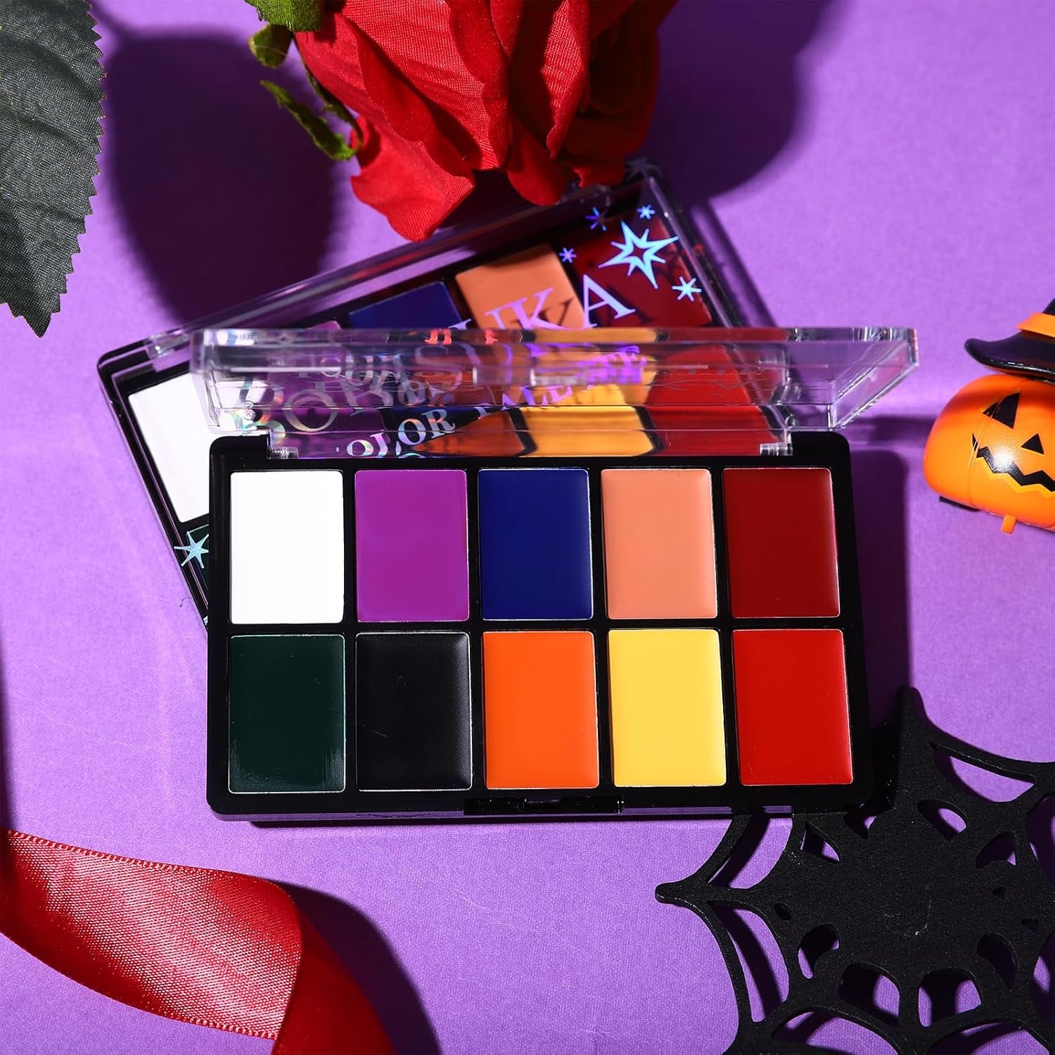 Cream Lip Color Palette, High Impact 10 Halloween Colors Matte Lipstick Makeup Palette, Moisturizing Waterproof Creamy Formula Lipstick Palette - Halloween