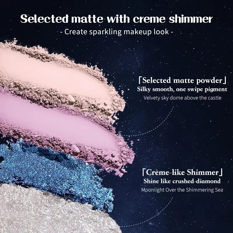 Flower Knows Moonlight Mermaid Eyeshadow Delicate Matte Glow Shimmer Chameleon Waterproof 5 Color Glitter Eye Shadow Palette