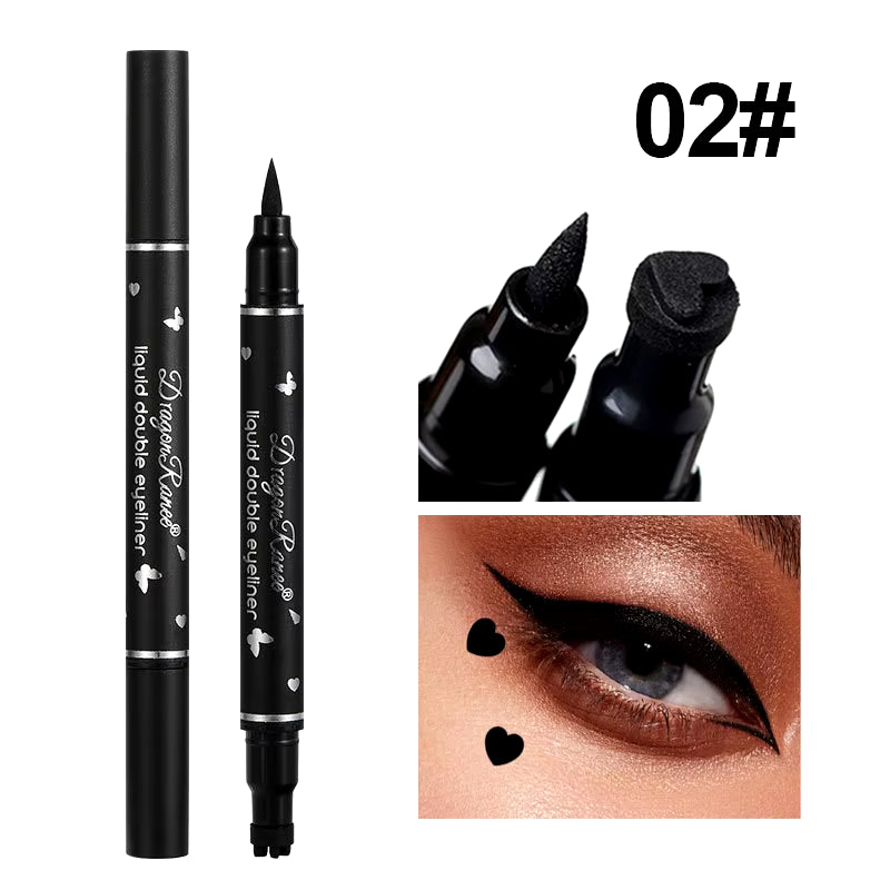 Double Head Star Seal Eyeliner Waterproof Non-Smudging Novice Heart Plum Embellished Eye Tail Eyeliner