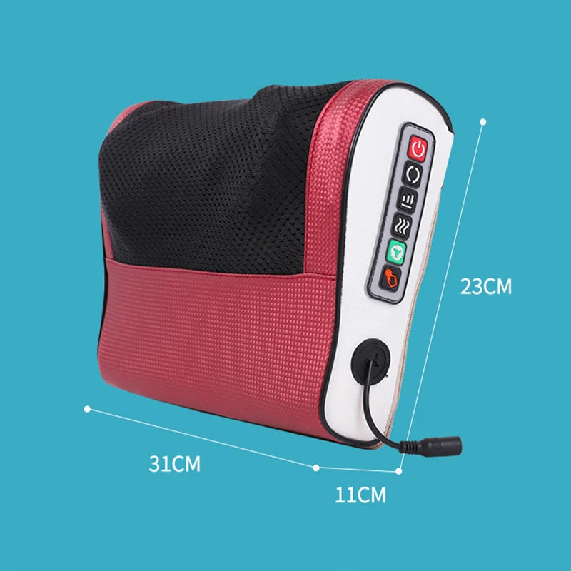 Cervical Neck Massage Pillow Waist Massage Deep Tissue Kneading Electric Massage Vibration Massage Pillow Heated Pink and Blue