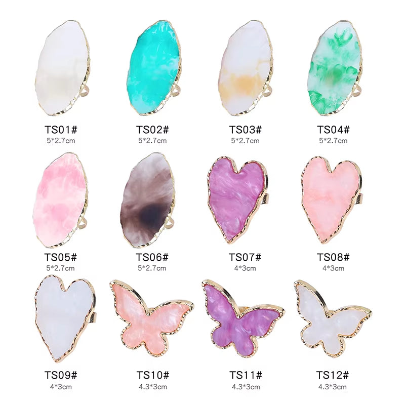 Halo Dyed Amber Resin Ring Color Palette for UV LED Polish Gel Mixing Butterfly Heart Shape Nail Gel Showing Shelf Manicure Tool