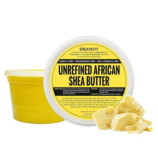 Raw Unrefined African Shea Butter in Containers Great Moisturizer, Hair Mask, Soften Tough Skin (Yellow - 16 Oz)