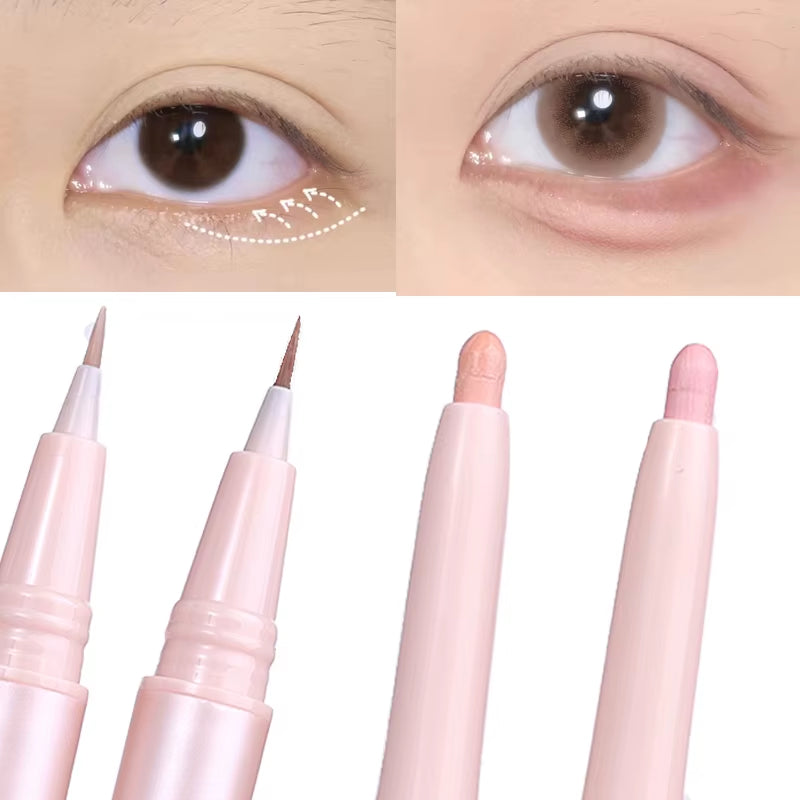 Double Ended Lying Silkworm Pencil Mulitfuntional Highlighter Makeup Pen Nude Liquid Contour Liner Eye Brightener Make up Stick