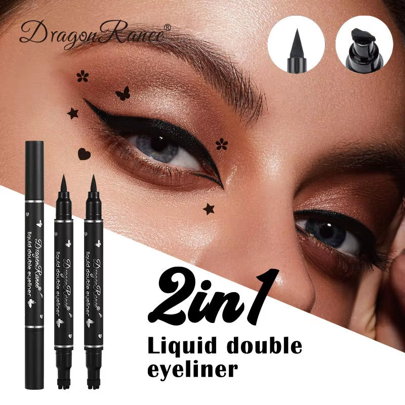 Double Head Star Seal Eyeliner Waterproof Non-Smudging Novice Heart Plum Embellished Eye Tail Eyeliner