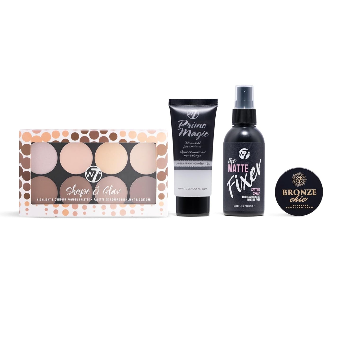 Shape & Glow Makeup Set - Matte Finish - 4 Piece Set - Bronze, Contour & Secure