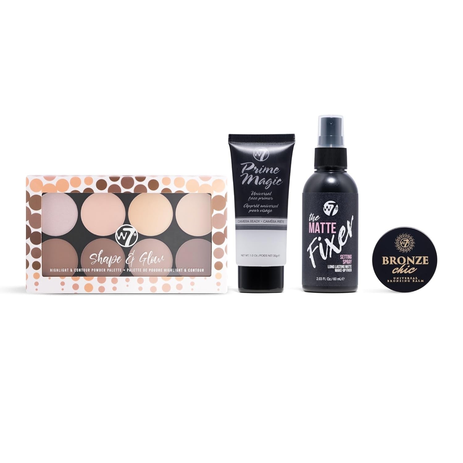 Shape & Glow Makeup Set - Matte Finish - 4 Piece Set - Bronze, Contour & Secure