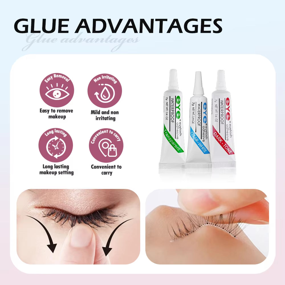 7G Professional Quick Dry Eyelash Glue 3 Colors False Eyelash Extension Long Lasting Waterproof Beauty Adhesive Makeup Tools