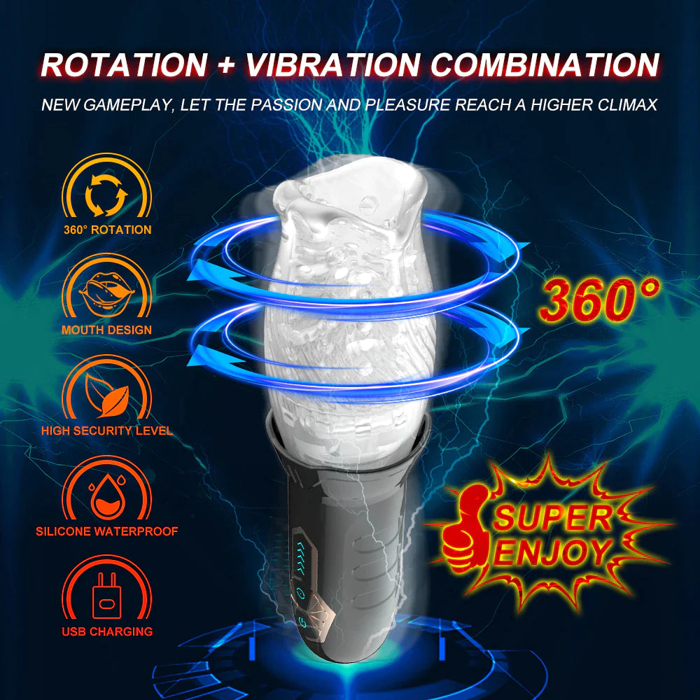 Powerful Male Penis Masturbator Cup Glans Stimulate Rotation Vibrating Lasting Delay Endurance Exercise Sex Toys for Men