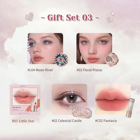 Flower Knows Makeup Kit Full Professional Makeup Gift Set Mermaid Eyeshadow Angel Highlight Swan Lipstick 5 Piece Set