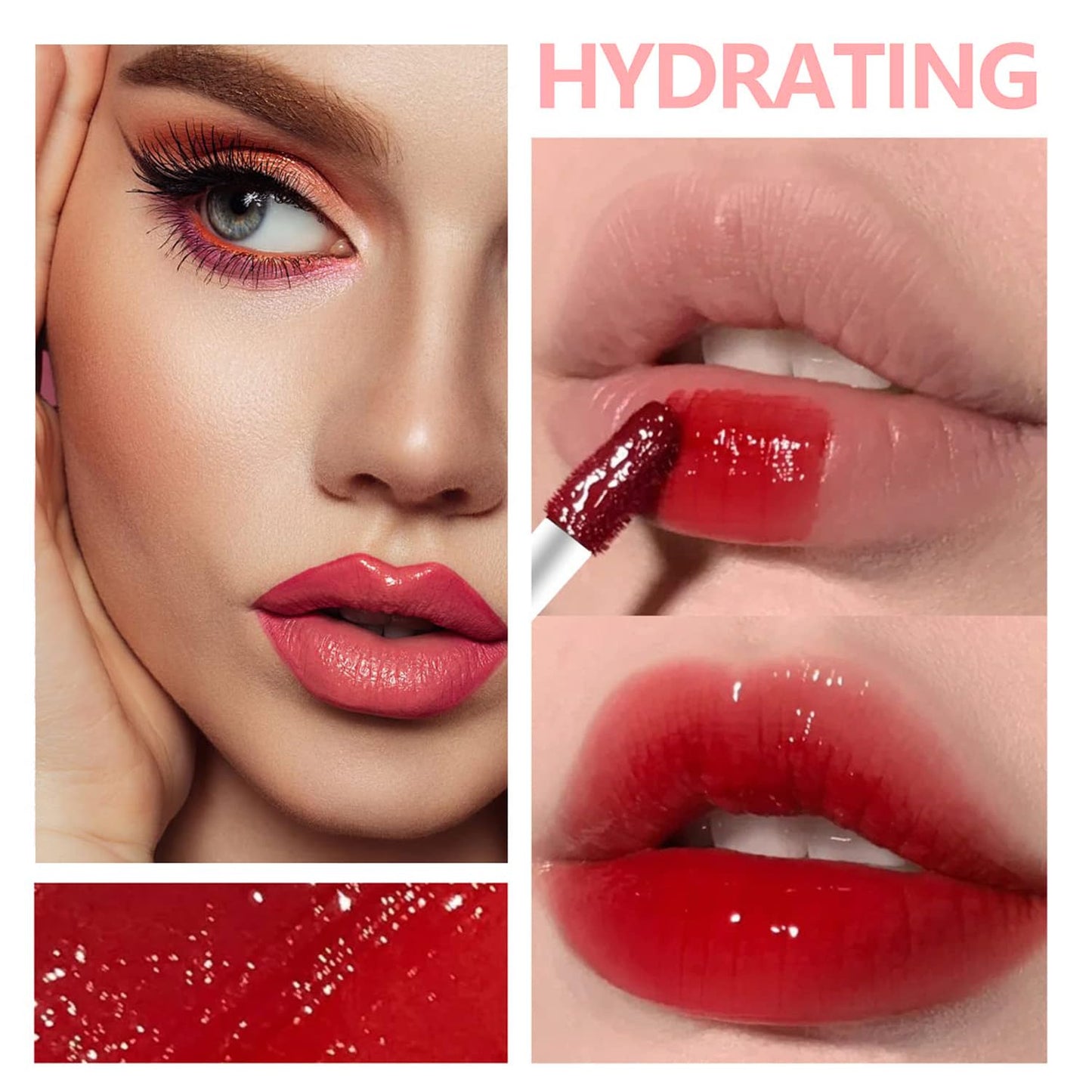 6 Colors Lip Tint Stain Mini Liquid Lipstick,Strawberry Lip Tint Moisturizing Natural Lip Gloss,Multi-Use Lip and Cheek Tint,Non-Stick Cup,Lightweight,Vivid Color Lip Makeup