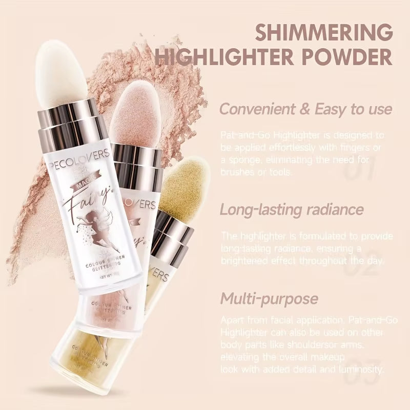 1PC Shimmer Fairy Powder White Purple Blue Loose Highlighter Face Body Glitter Wand Makeup Bronzer Illuminator Cosmetic