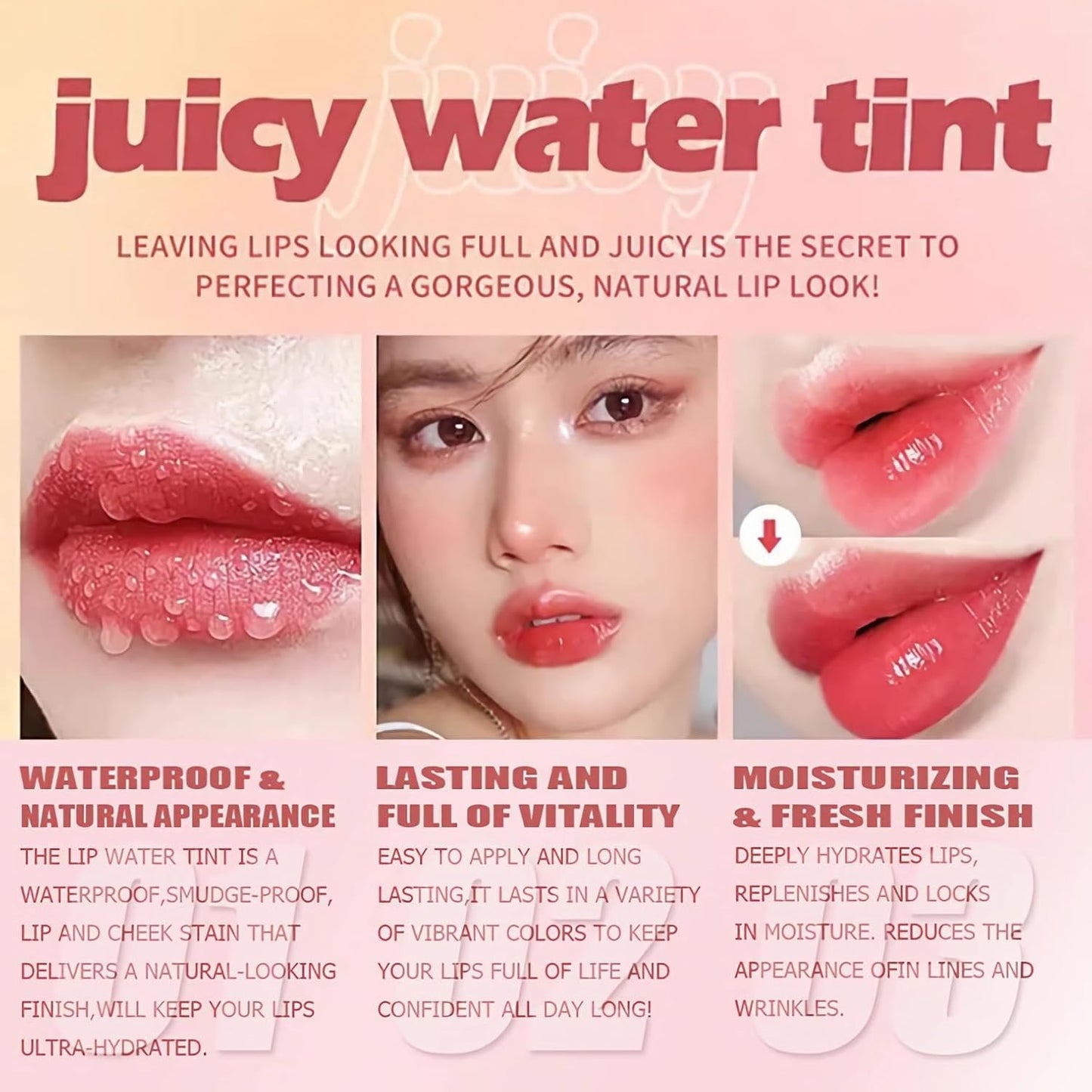 6 Colors Lip Tint Stain Mini Liquid Lipstick,Strawberry Lip Tint Moisturizing Natural Lip Gloss,Multi-Use Lip and Cheek Tint,Non-Stick Cup,Lightweight,Vivid Color Lip Makeup