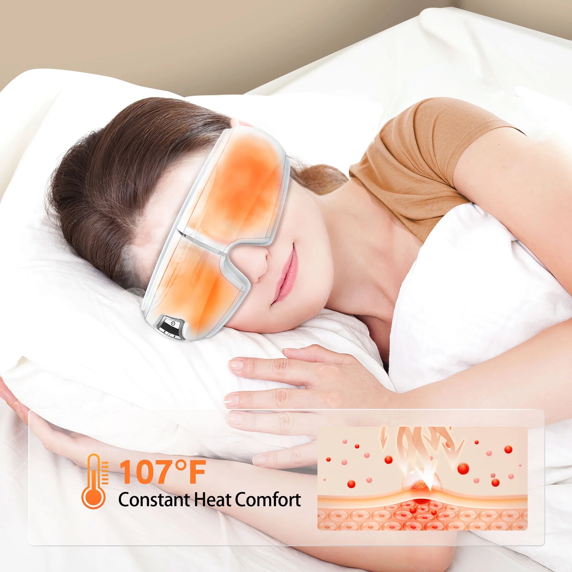 Eye Massager with Heat, Heated Eye Mask with Bluetooth Music and Compression, Face Massager to Relax