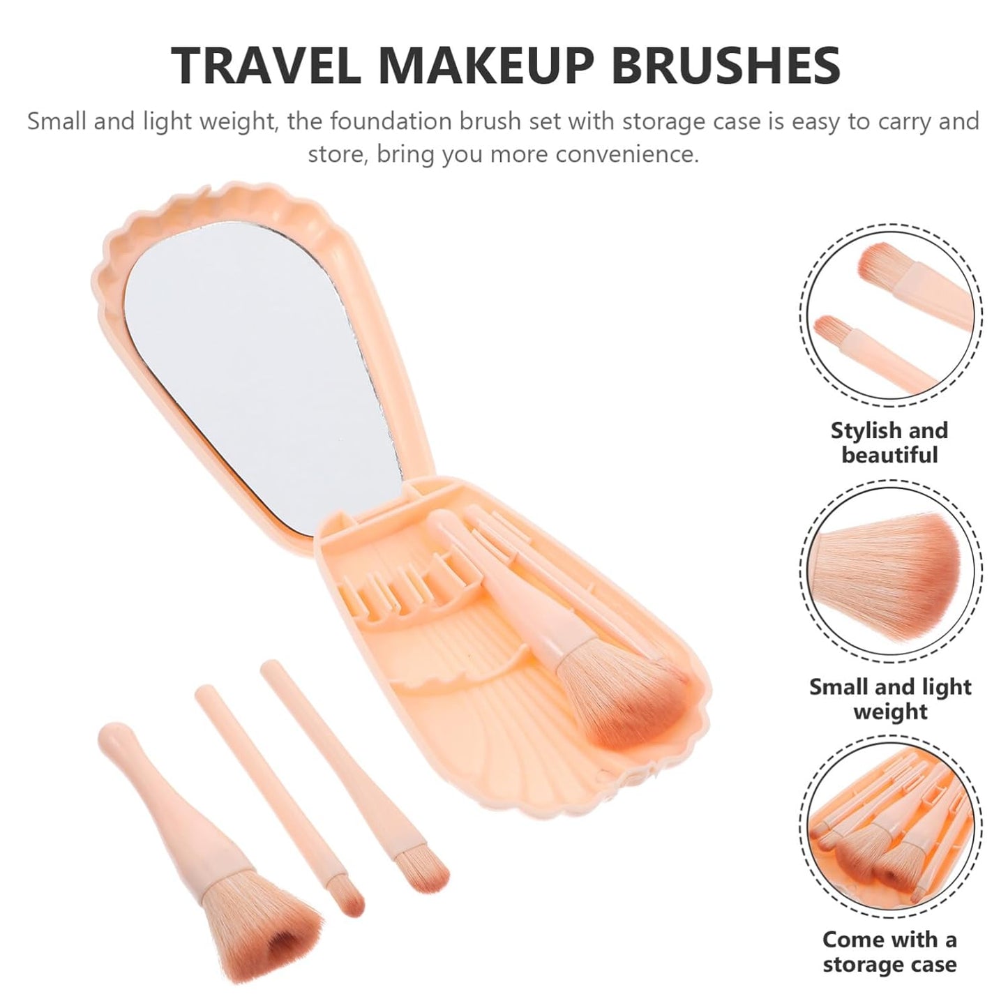 5Pcs Highlight Brush Mirror Box Mini Makeup Professional Makeup Travel Makeup Brush Highlight Eye Shadow Brush Makeup Tools Travel Brush Highlighter Brush