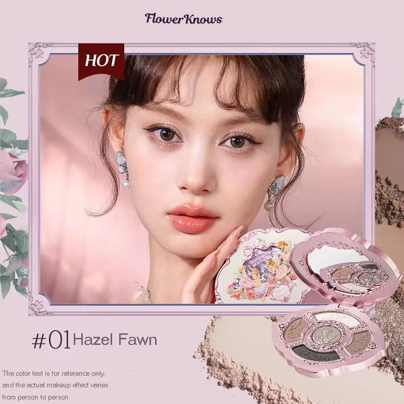 Flower Knows Moonlight Mermaid Eyeshadow Delicate Matte Glow Shimmer Chameleon Waterproof 5 Color Glitter Eye Shadow Palette