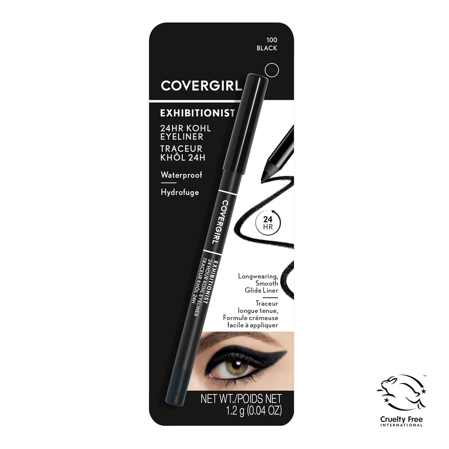 Exhibitionist 24-Hour Kohl Eyeliner, Black, Gel Eyeliner, 0.04 Fl Oz,Black Eyeliner, Long Lasting Eyeliner, Gel Eyeliner Pencil, Glides On, Waterproof Eyeliner