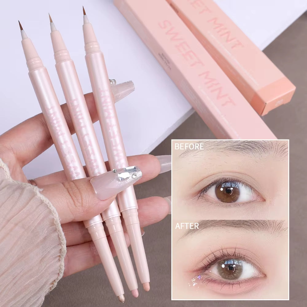 Double Ended Lying Silkworm Pencil Mulitfuntional Highlighter Makeup Pen Nude Liquid Contour Liner Eye Brightener Make up Stick