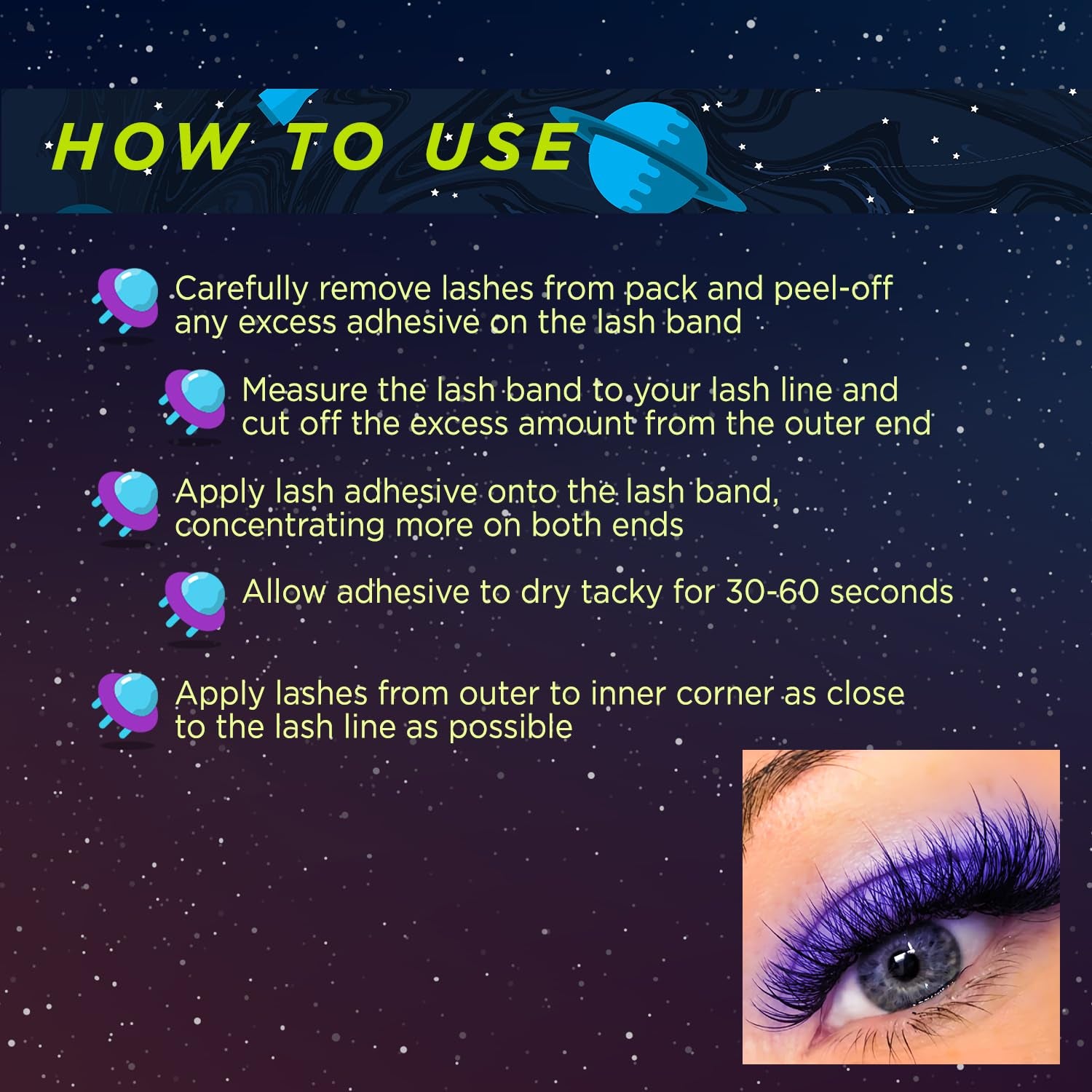 UFO SFX Glow in the Dark Lashes, Get Galactic Glam and Illuminate Your Look with Premium Makeup Tools, Shine Bright in the Dark and Raise Your Style