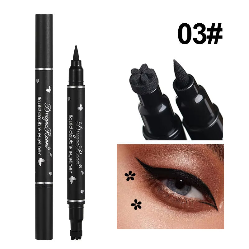 Double Head Star Seal Eyeliner Waterproof Non-Smudging Novice Heart Plum Embellished Eye Tail Eyeliner