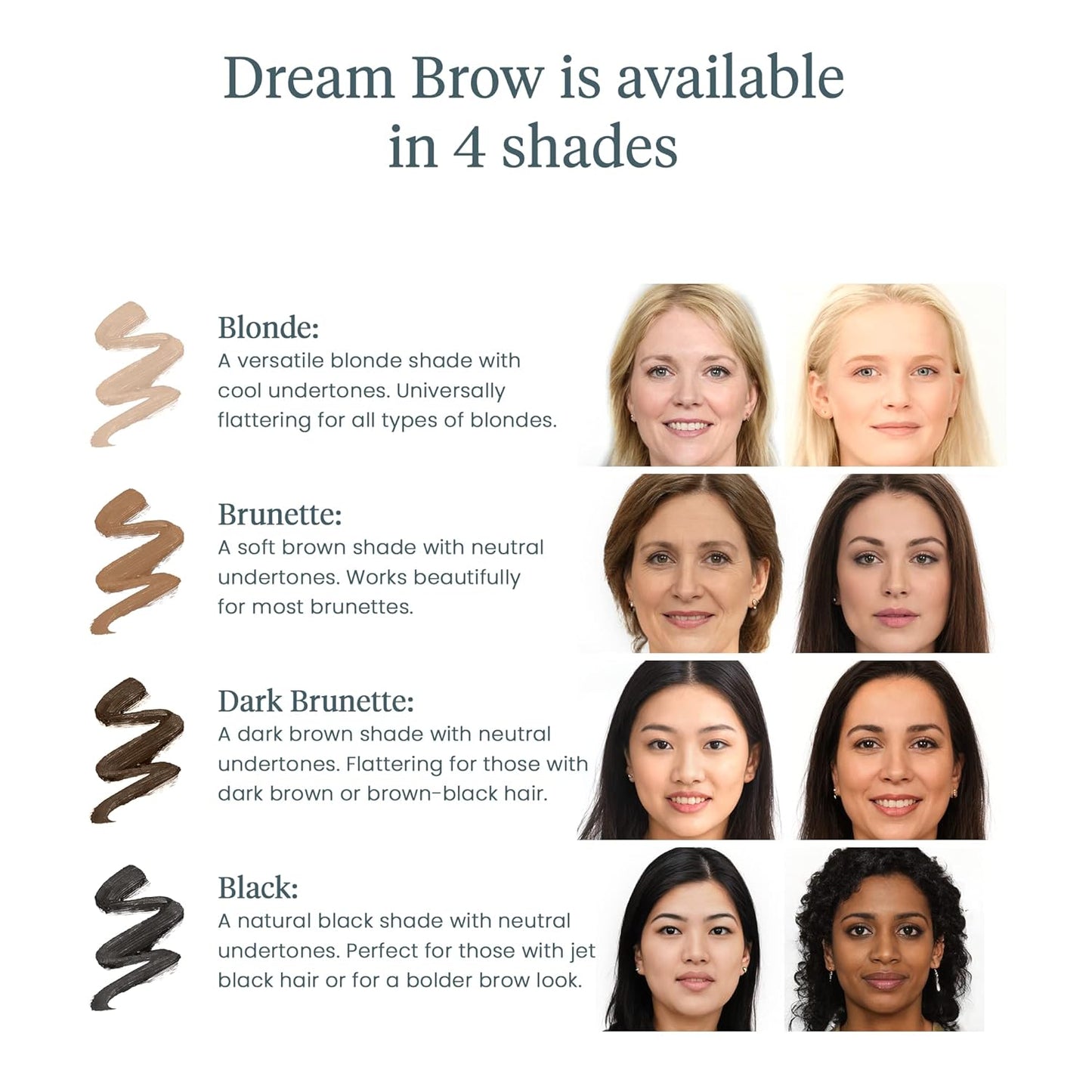 Dream Brow Eye Brow Gel, Waterproof Eyebrow Filler, Long Lasting Eyebrow Mascara, Transfer Proof Brown Tinted Brow Gel (Brunette)