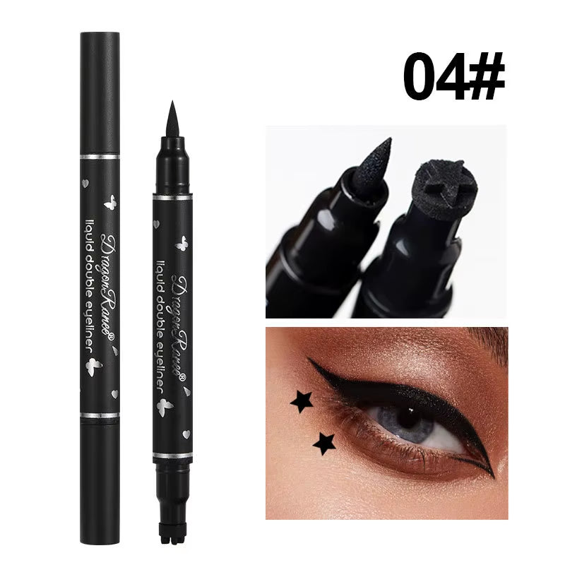 Double Head Star Seal Eyeliner Waterproof Non-Smudging Novice Heart Plum Embellished Eye Tail Eyeliner