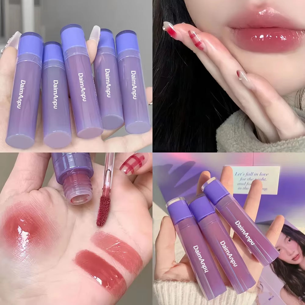 Purple Plumping Lip Gloss Mirror Water Gloss Shining and Moisturizing Highly Pigmented Lip Stain for Girls and Women