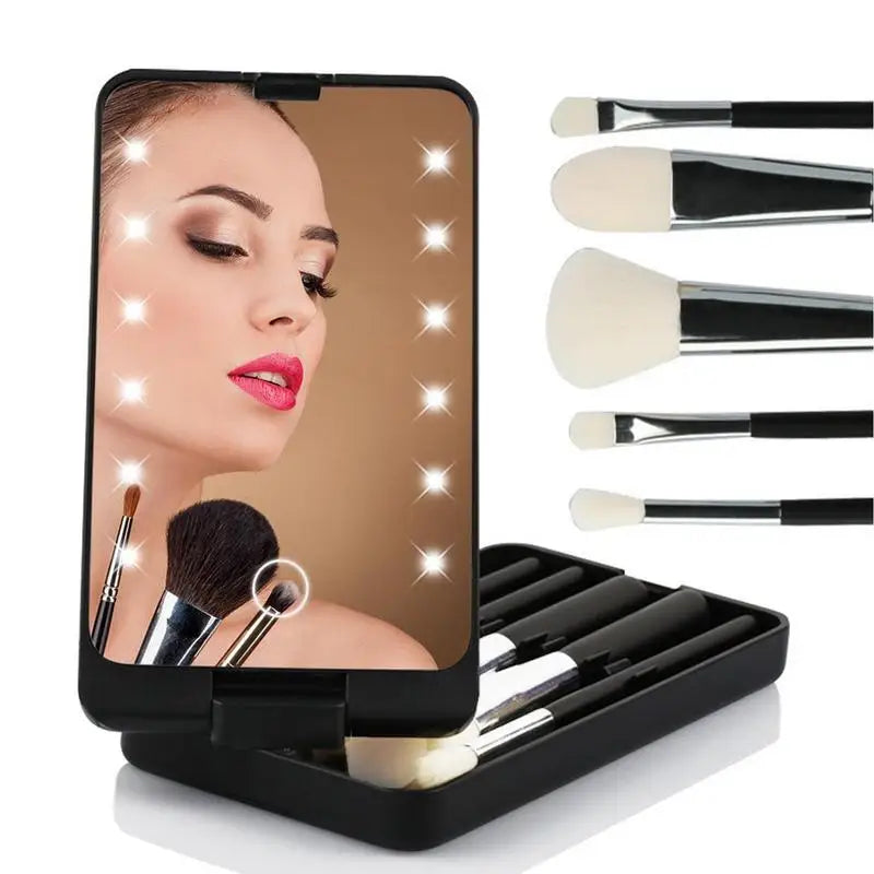 Makeup Mirror with Light with LED Travel Make up Accessories Light up Mirror Foldable Compact Mirror for Teeth Brushing Make Up